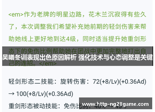 吴曦冬训表现出色原因解析 强化技术与心态调整是关键