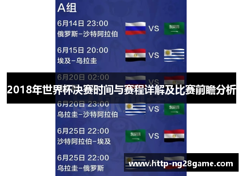 2018年世界杯决赛时间与赛程详解及比赛前瞻分析